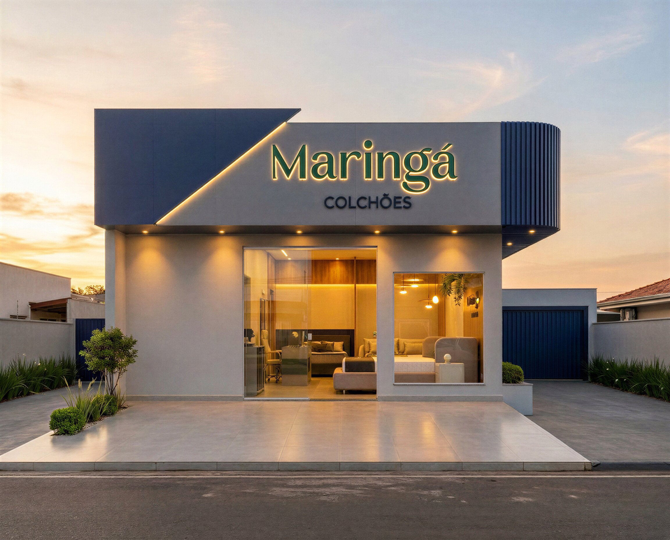 Fachada Maringá Colchões hora dourada